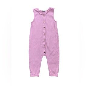 Siix Size 2T Organic Pink Ribbed Bay Jumpsuit